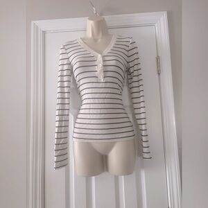 Loft Button Up Striped Casual Top size M